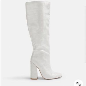 Missguided white faux leather boots